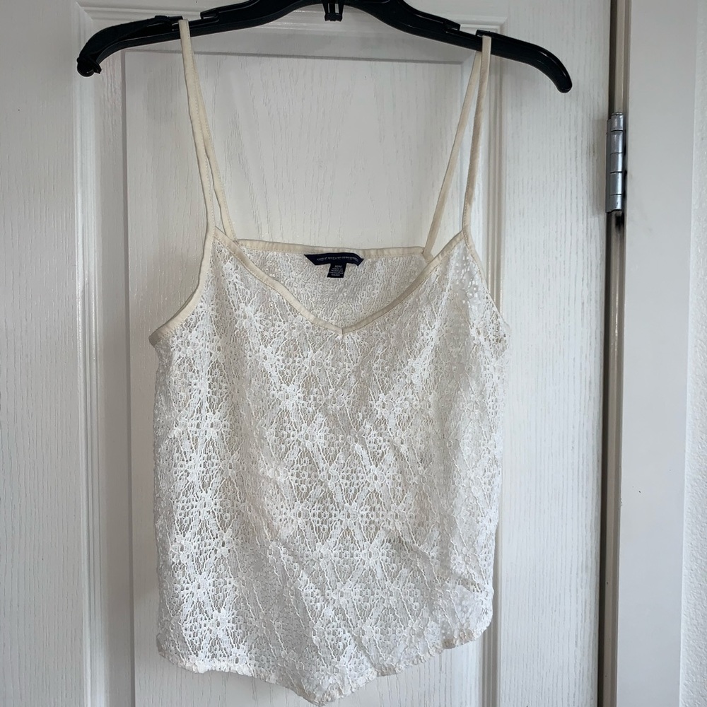 Tan/white see through spring top